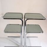 Pair of chrome bedside and 70s glass