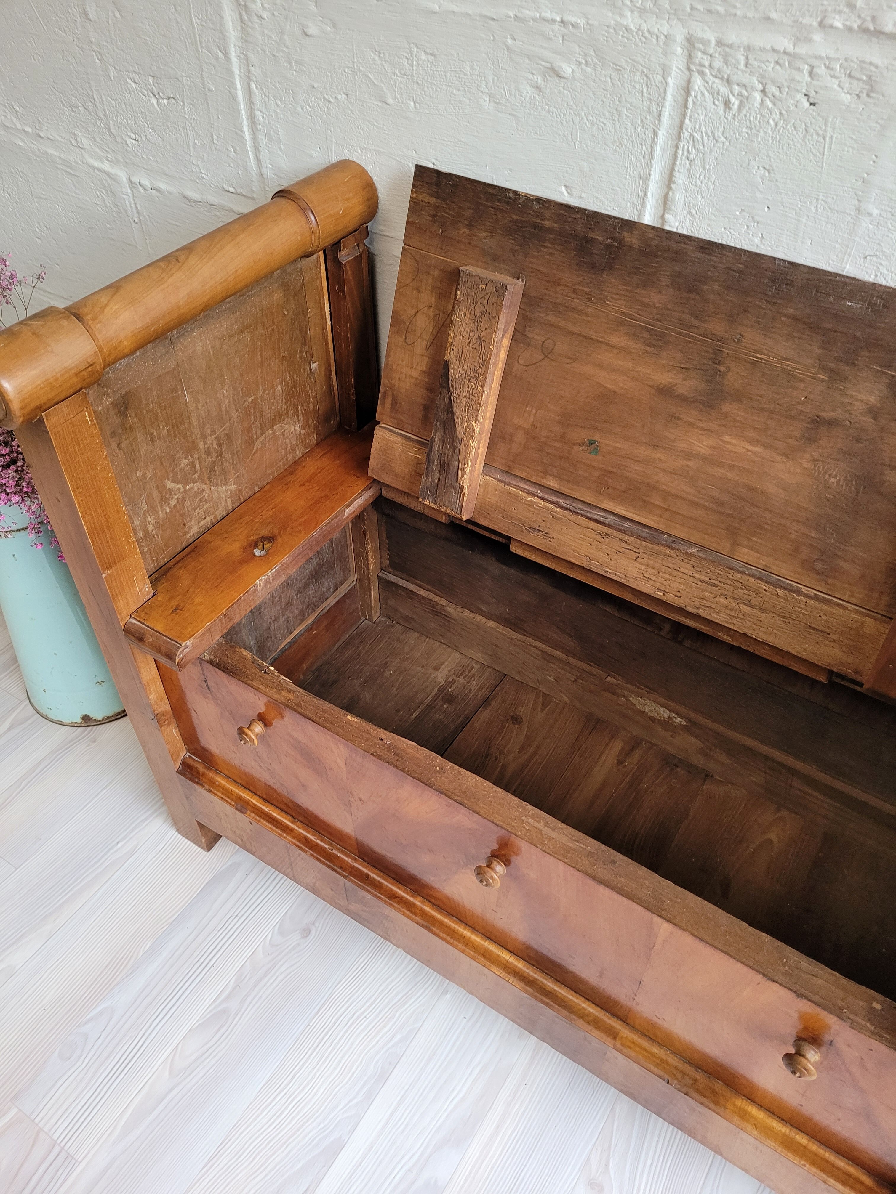Antique wooden chest bench