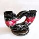 Vintage artisanal two-tone earthenware candle holder Vallauris France