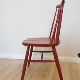 Vintage Coral Red Dining Chair: Ilmari Tapiovaara Style, Stol Kamnik 1960s