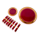 set of trivets, bottle coasters and knife holders in art de cherry-colored ceramic