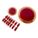 set of trivets, bottle coasters and knife holders in art de cherry-colored ceramic