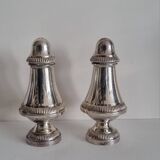 Silver metal salt and pepper shakers