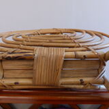 Magazine rack, wicker and rattan of the 1960