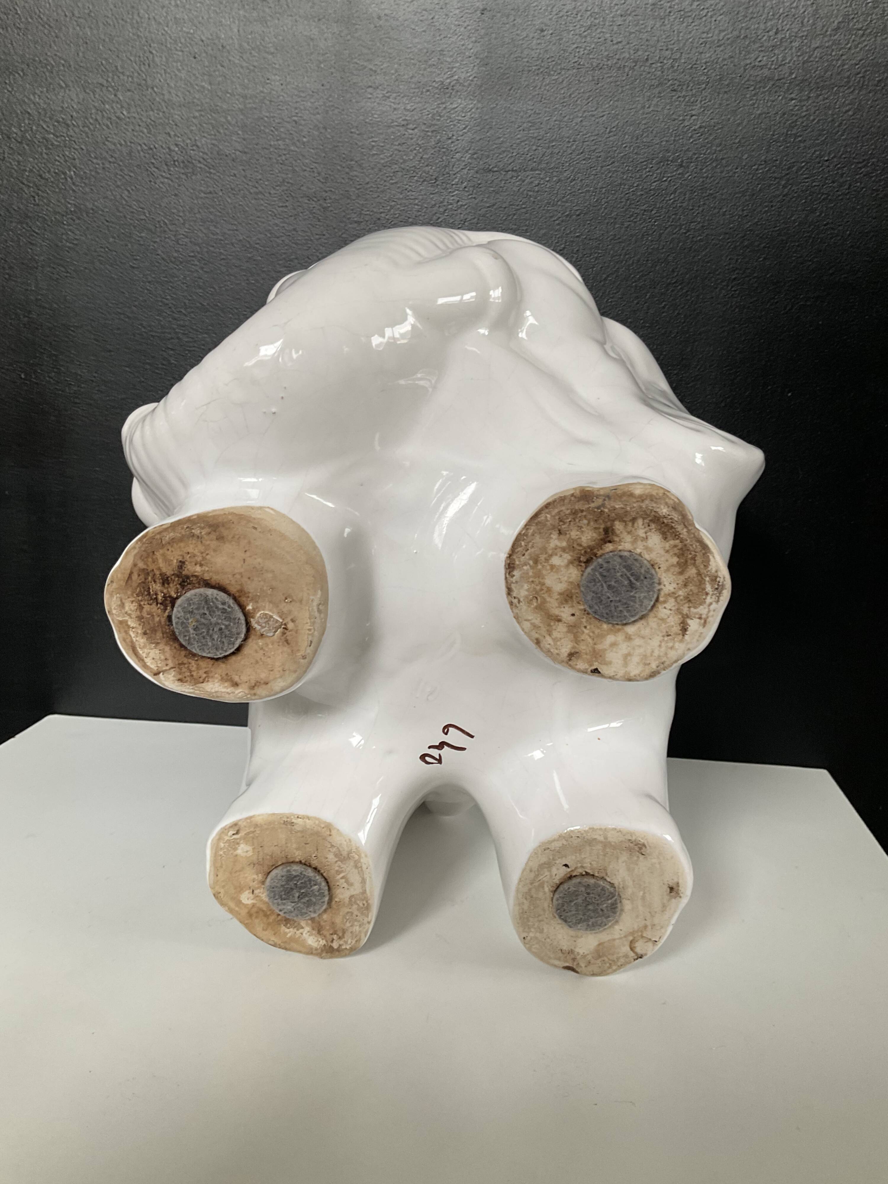Vintage elephant cache pot in glazed ceramic