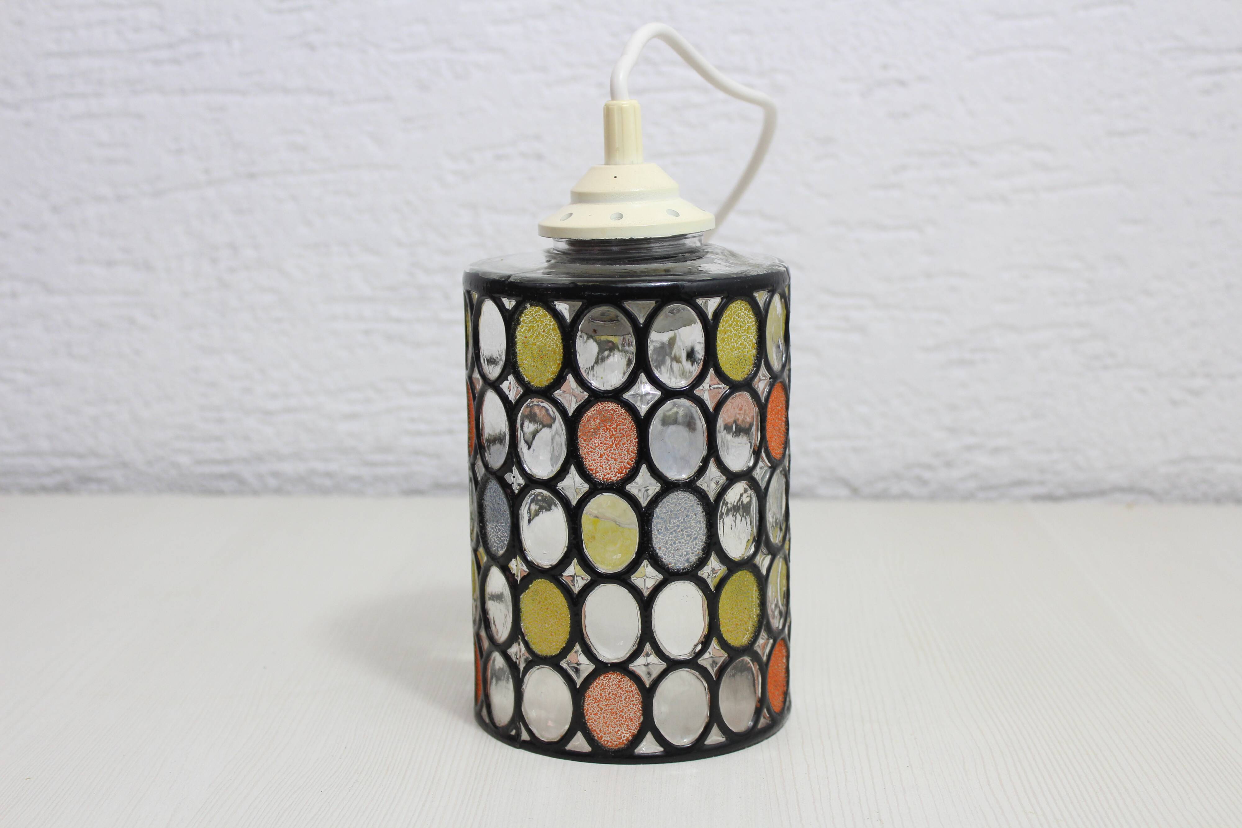 Colored glass pendant light