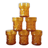 Set of 6 70s amber glasses