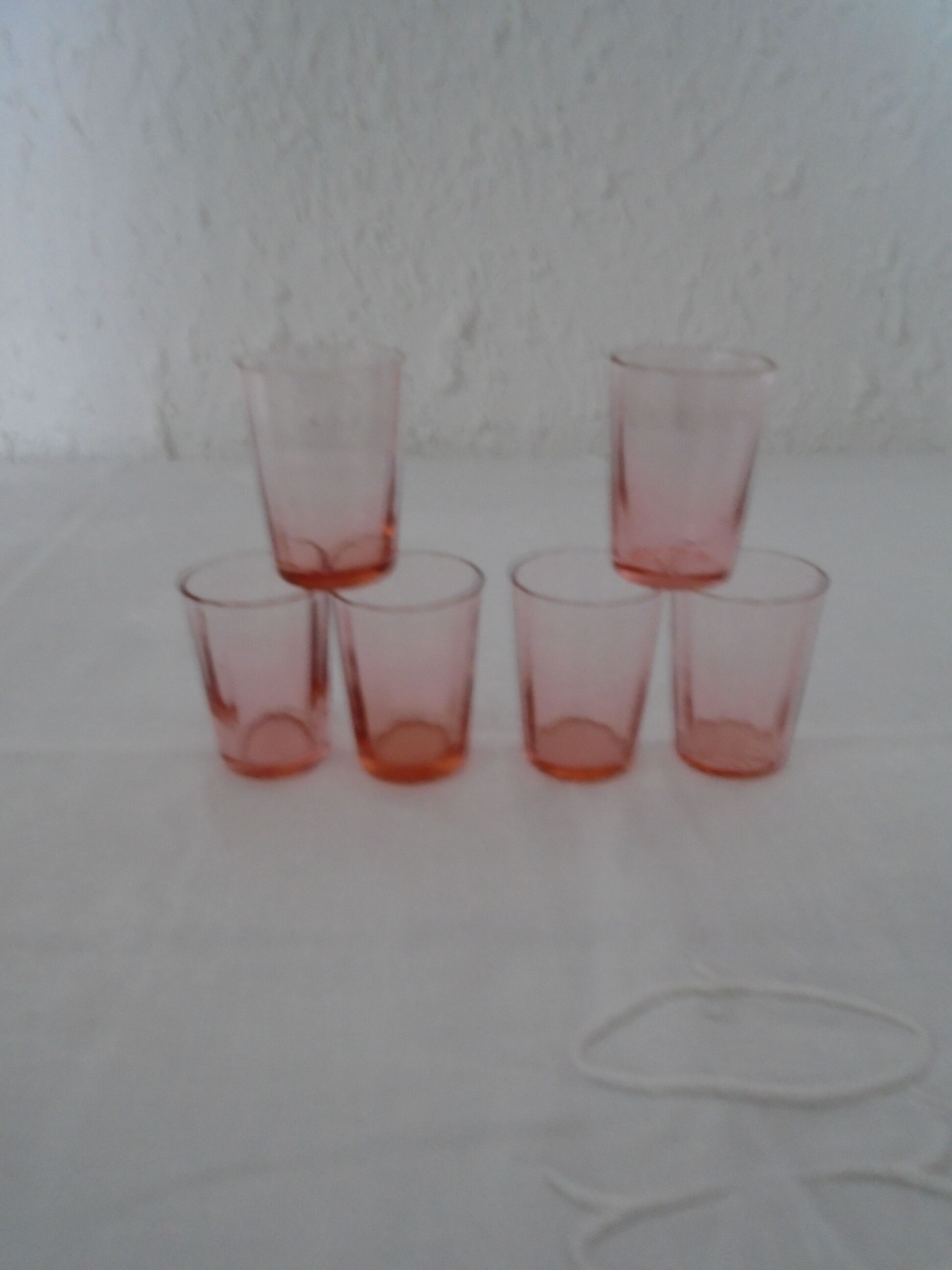 6 small glasses old pink verrine alcohol