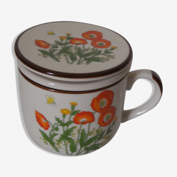 Tasse a thé avec filtre et couvercle vintage 1980