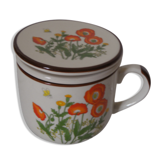 Tasse a thé avec filtre et couvercle vintage 1980