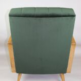Fauteuil en velours d’olive, années 1970