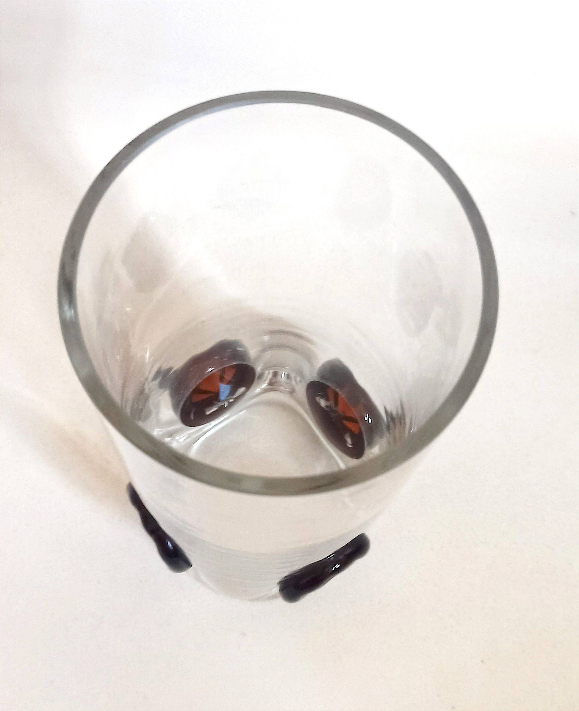 Crystal vase inlaid with button 1970s Height 25 cm