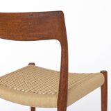 1 des 3 chaises Niels Moller, modèle 77, teck, vintage des années 1950