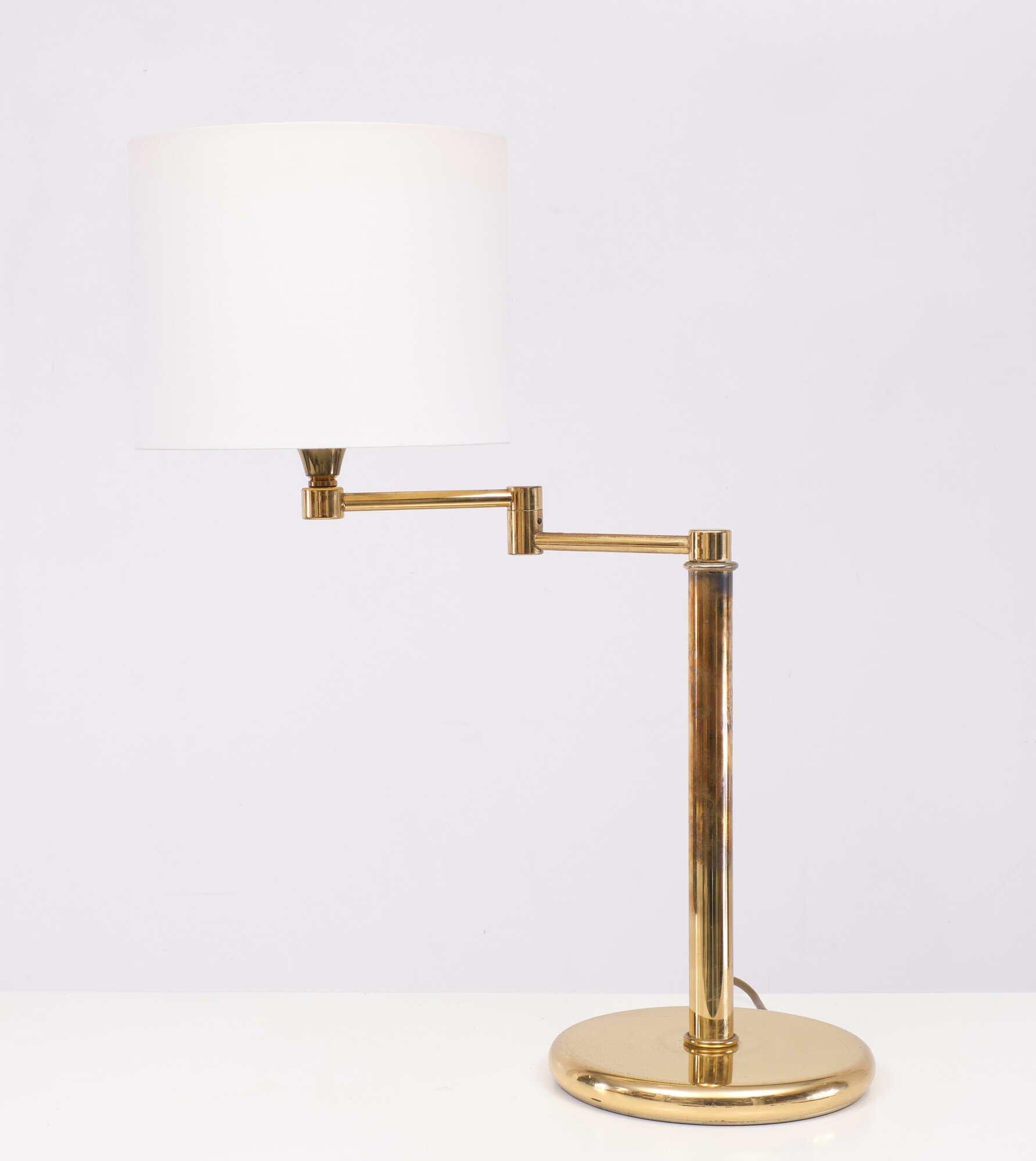 Brass swing arm desk lamp Deknudt 1970s