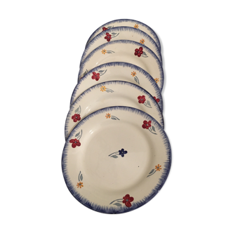 Lot 6 plates for earthenware dessert Sarreguemines