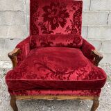 Rest chair Louis XV red velvet