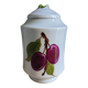 Porcelain jam pot with hand-painted plum design, signed sweet jar.