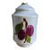 Porcelain jam pot with hand-painted plum design, signed sweet jar.