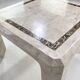 Square coffee table from the 70s - 80s in stone and brass marquetry