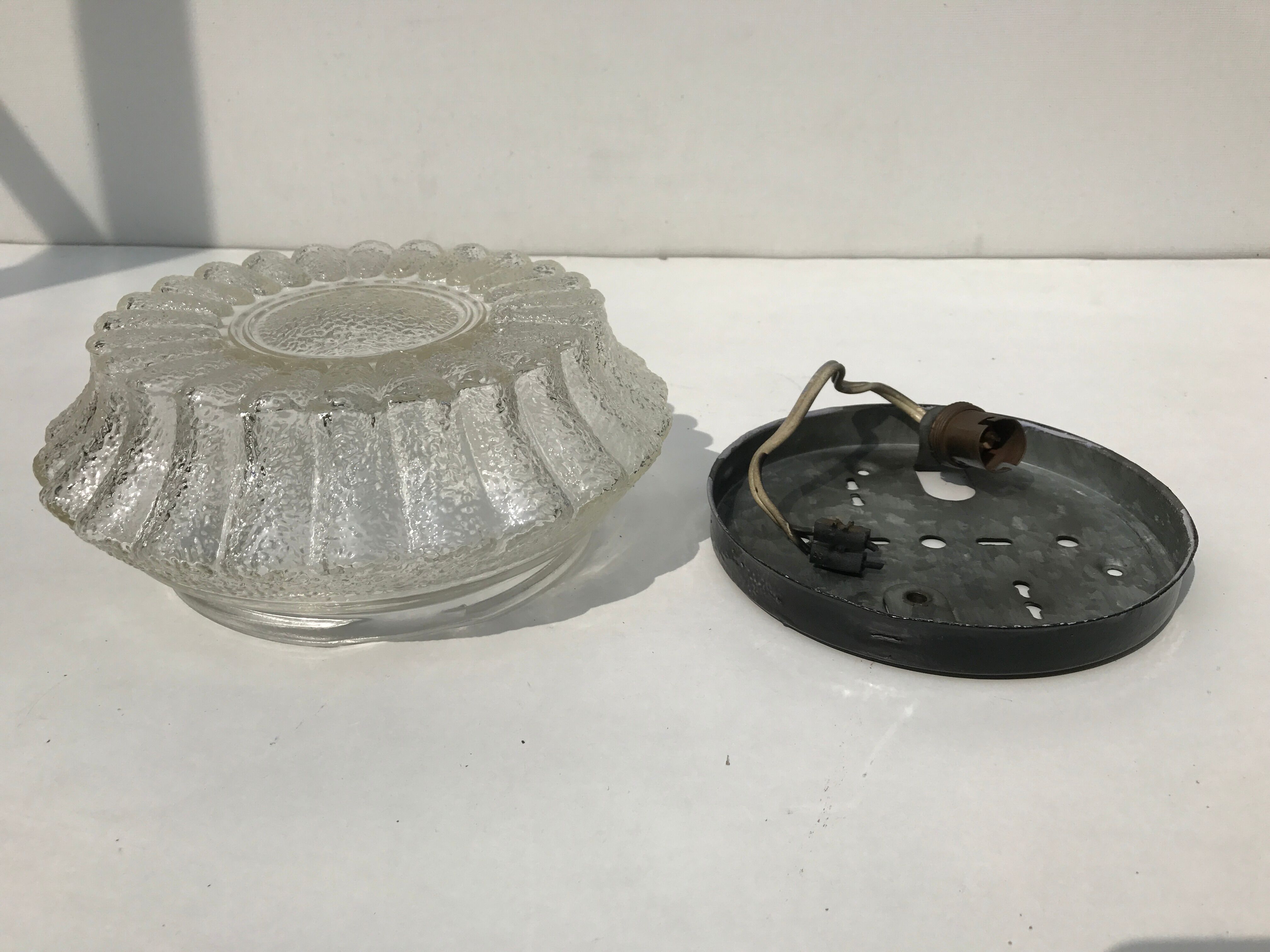 Ceiling round glass transparent vintage