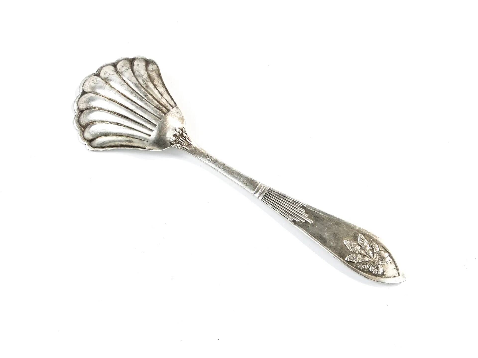 Art Deco sugar spoon, silver-plated brass, Poland, 1930s
