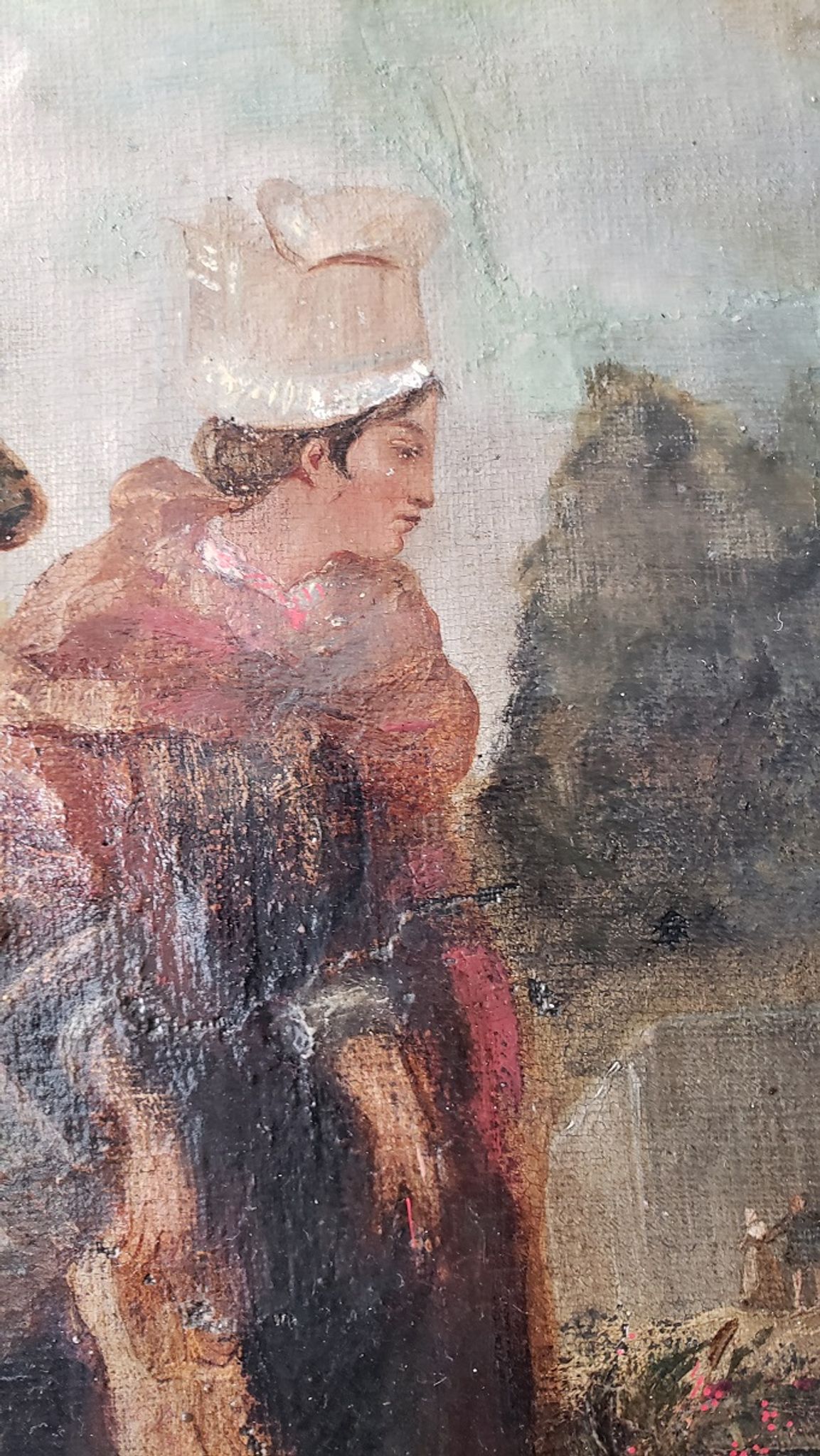 Huile sur toile "Le Gué" Ecole XIXème