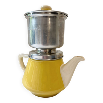 Villeroy and boch "salam" coffee maker, vintage yellow earthenware, with metal filter
