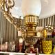 White opaline and brass pendant light