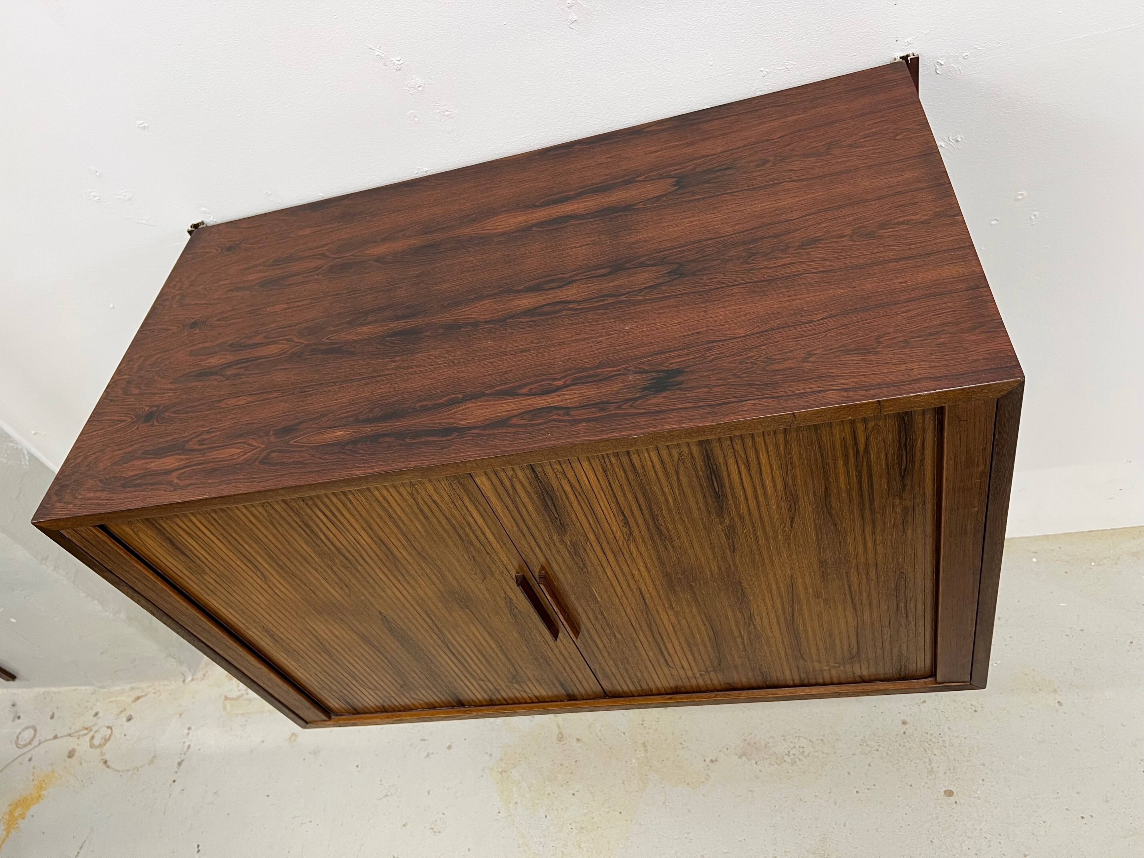 Rosewood Tambour Door Cabinet By Kai Kristiansen For Feldballes