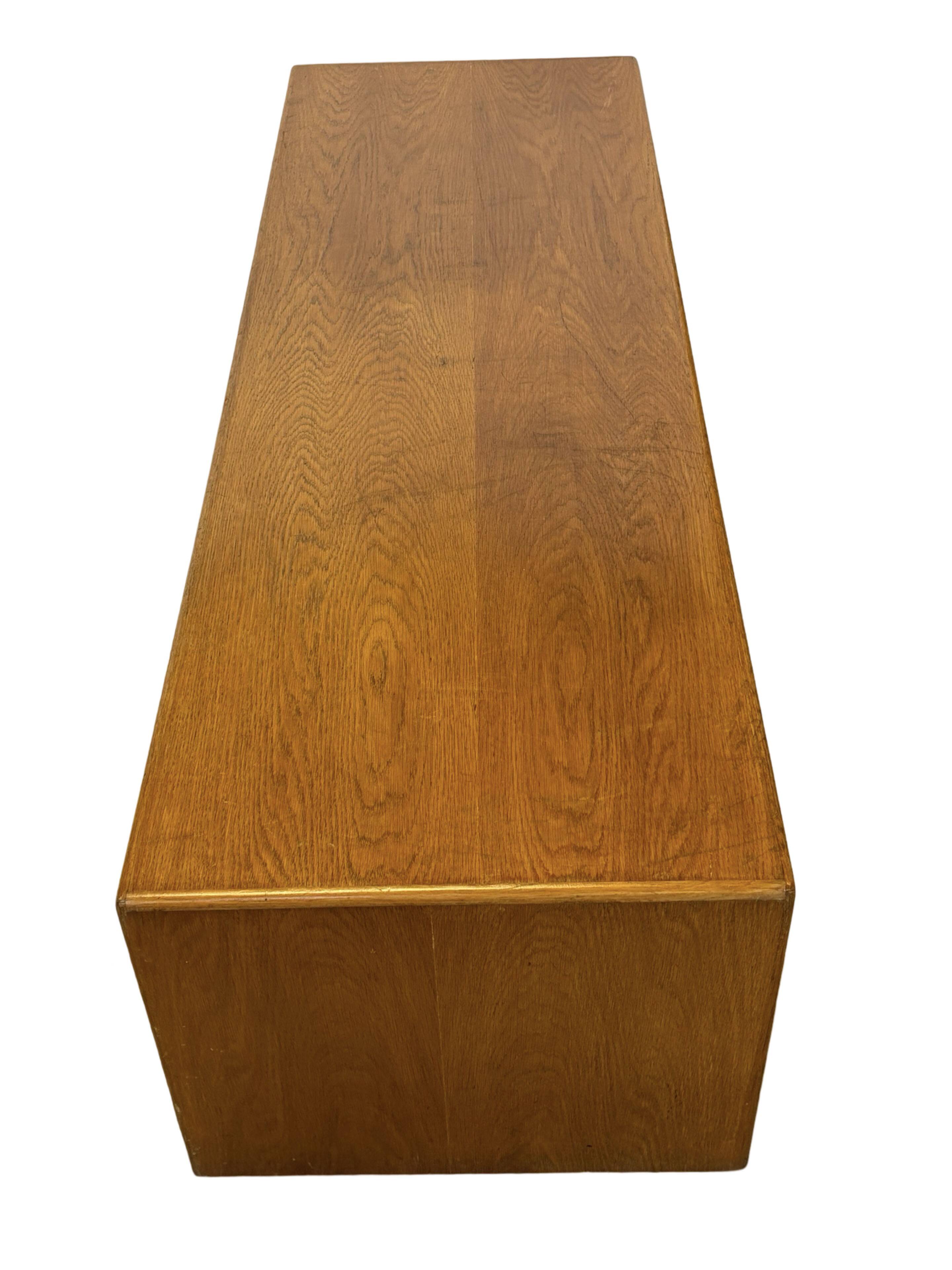 Minimalist vintage teak wood small solid bench