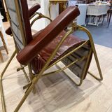 Reclining armchair in brown leather with tubular frame – Italy – 1960s/1970s