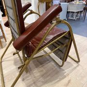 Reclining armchair in brown leather with tubular frame – Italy – 1960s/1970s