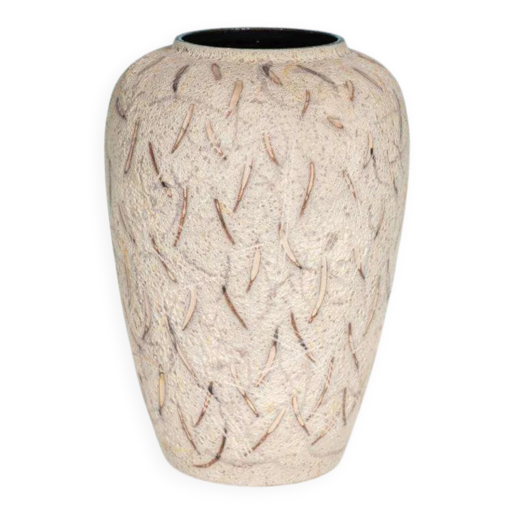 Vintage ceramic vase with glossy lava glaze, foreign vase from the 1960s.