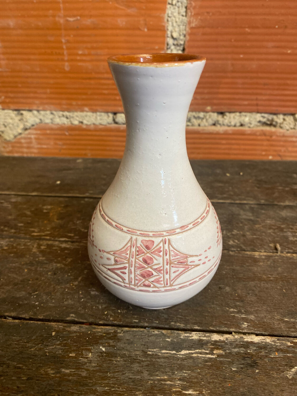 Old vase for sale white ceramic engraved rose vintage #d674