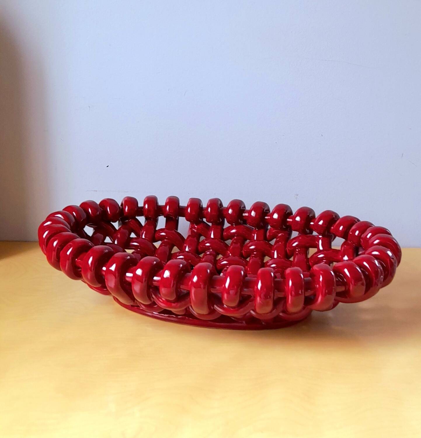 J.Massier Vallauris braided fruit bowl