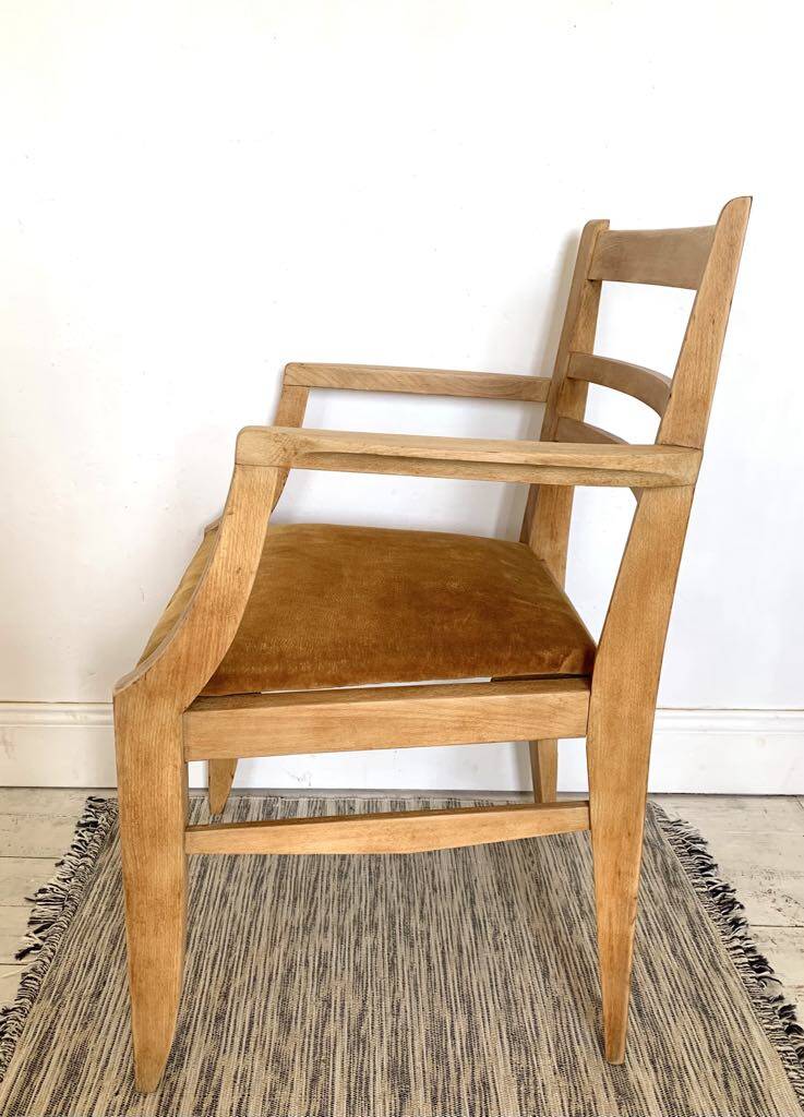 Art Deco armchair with mustard velvet seat
