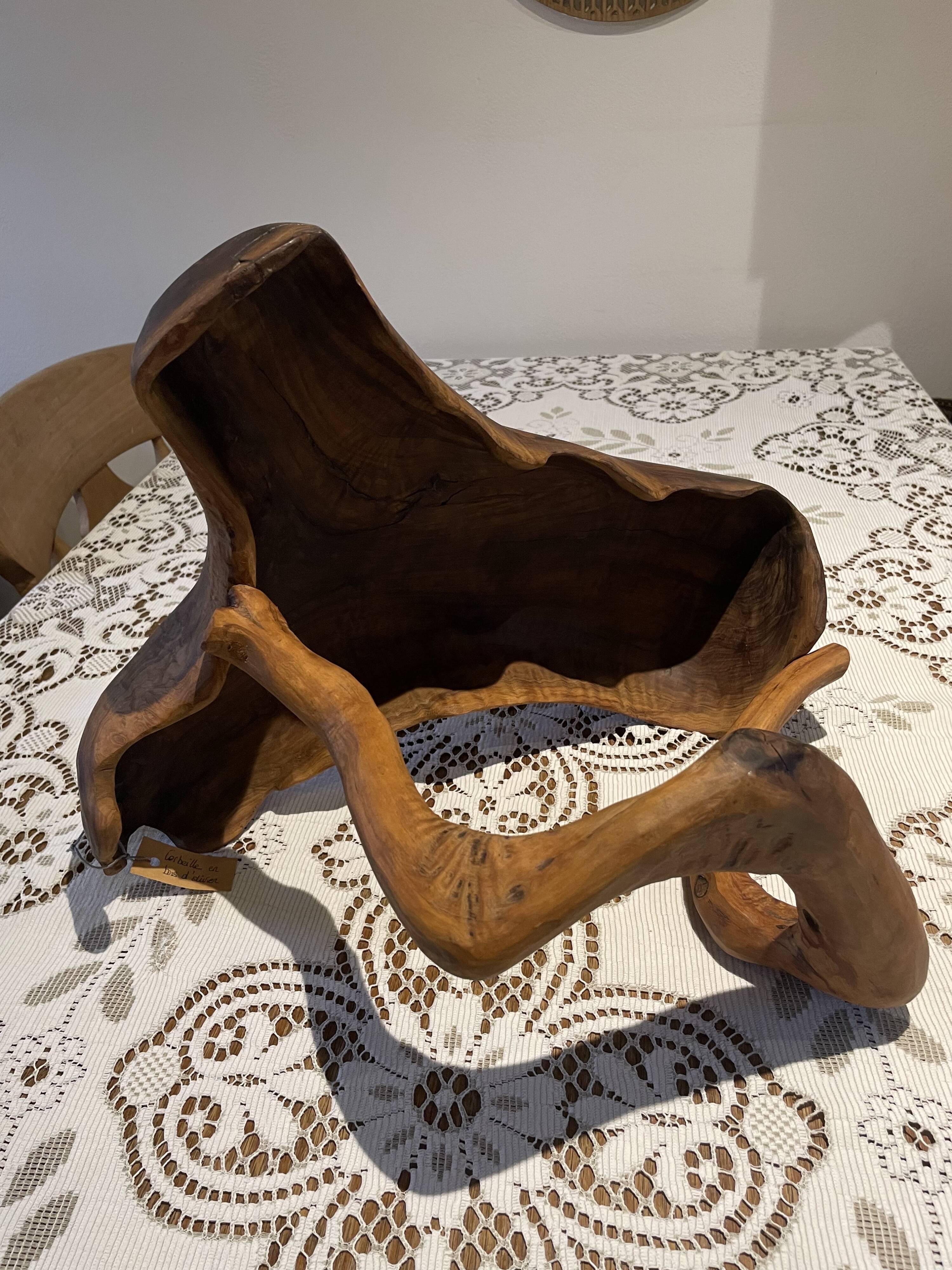 Fruit basket - olive wood - unique piece