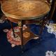 Bouillotte table pedestal table with marquetry decoration and bronze ornaments in the Louis style