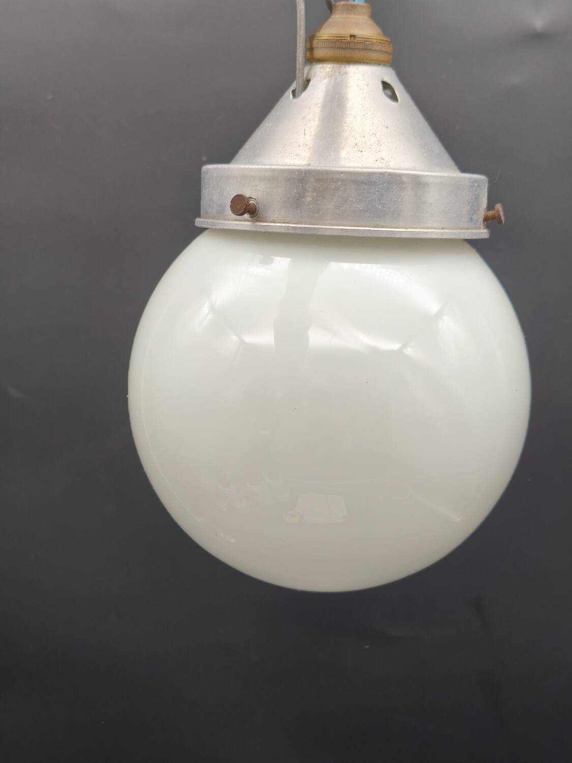 Vintage industrial opaline pendant light