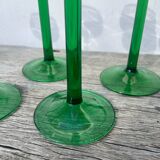 7 green glass stemmed glasses