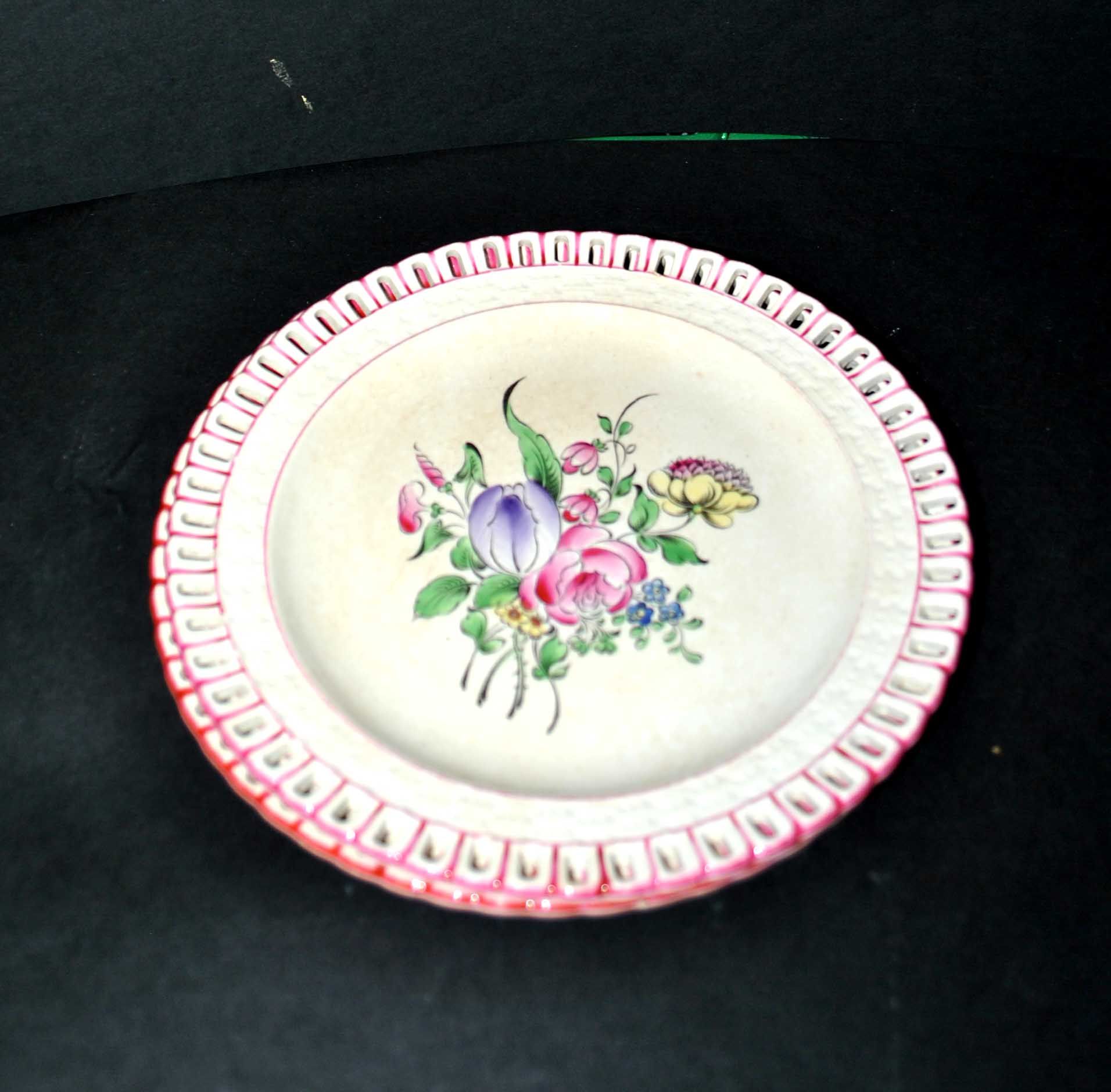 Dessert plates in openwork earthenware KG Lunéville model Lamppost