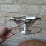 Old sauce boat on fixed frame in silver metal M & Co