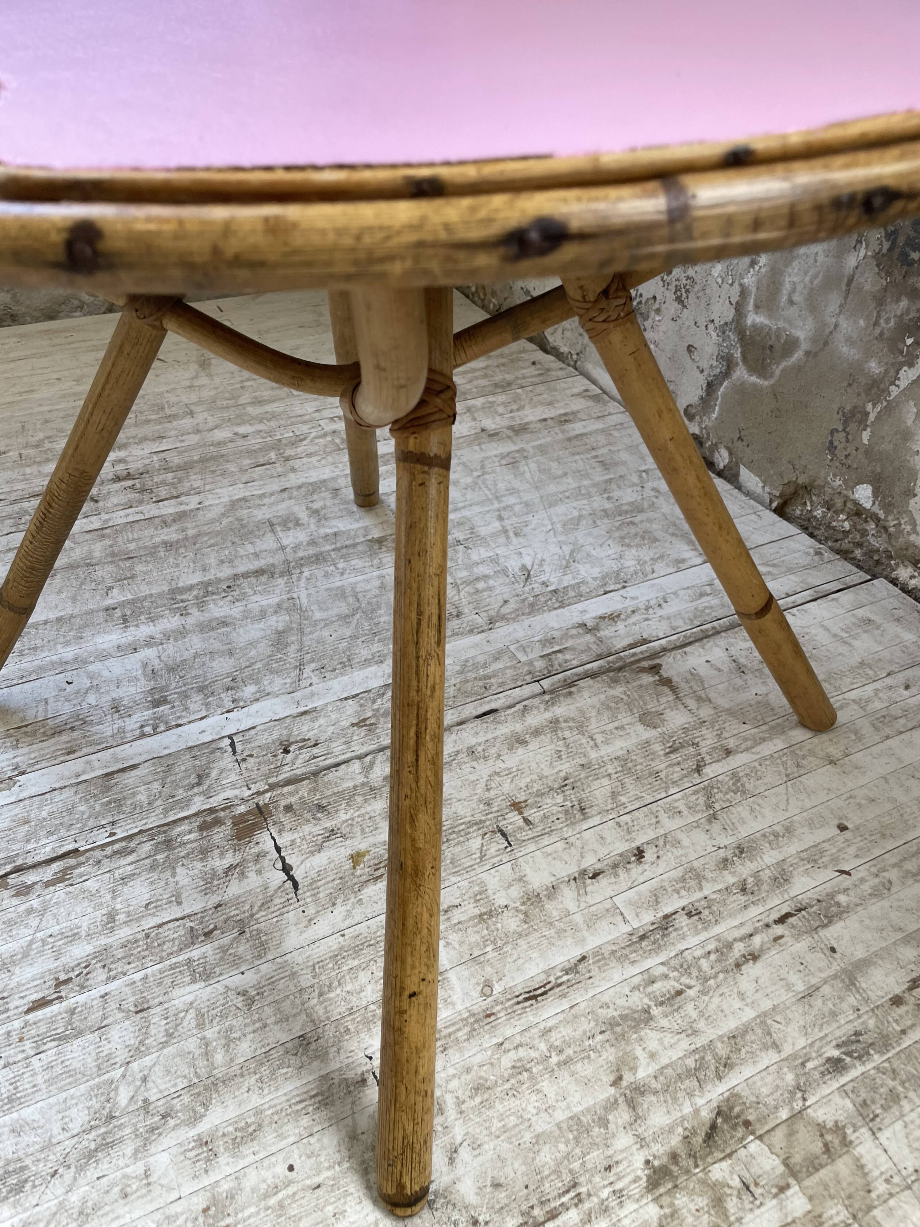 Vintage pink rattan coffee table