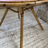Table basse vintage en rotin rose
