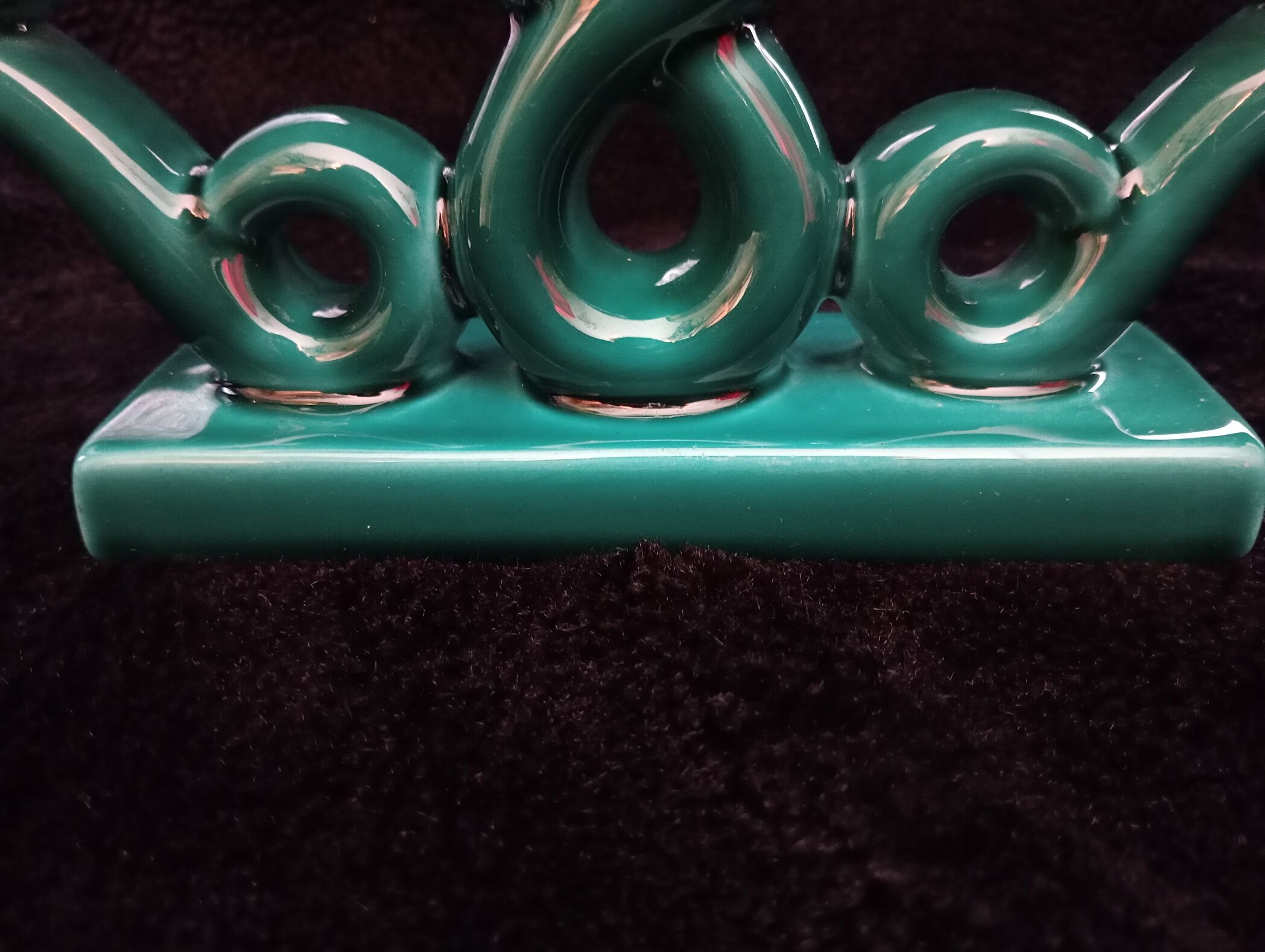 Green ceramic art deco candlestick