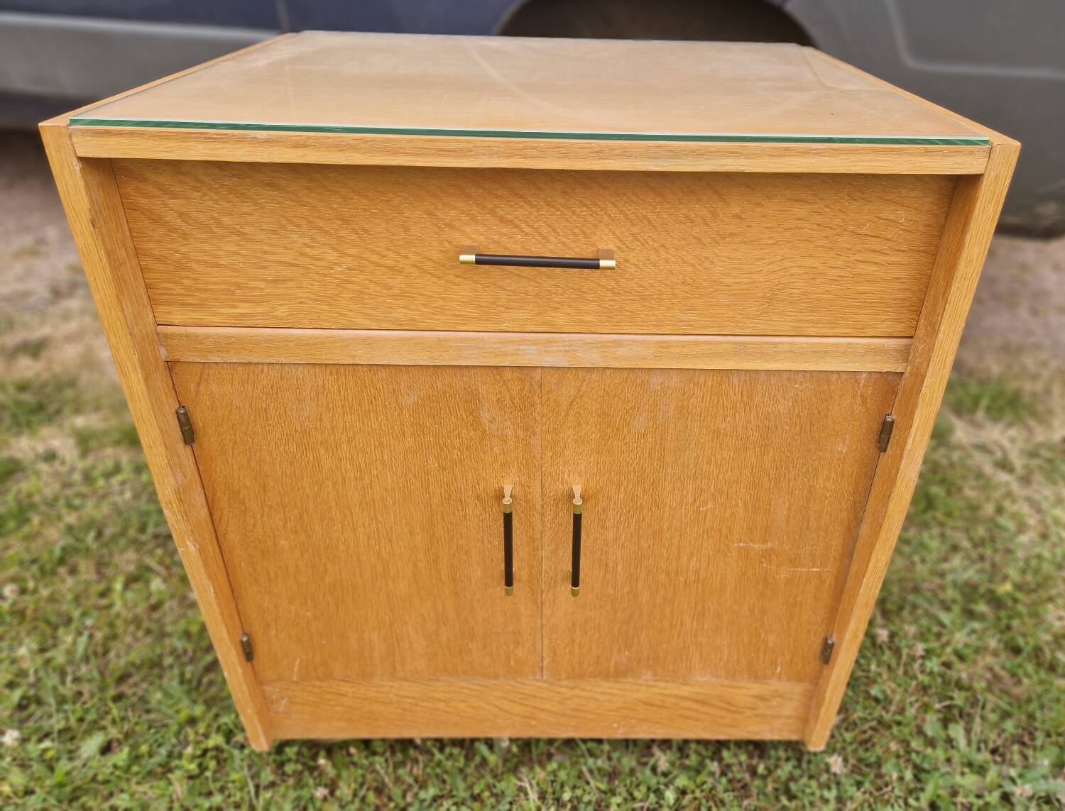 Small vintage oak veneer sideboard from the 1960s