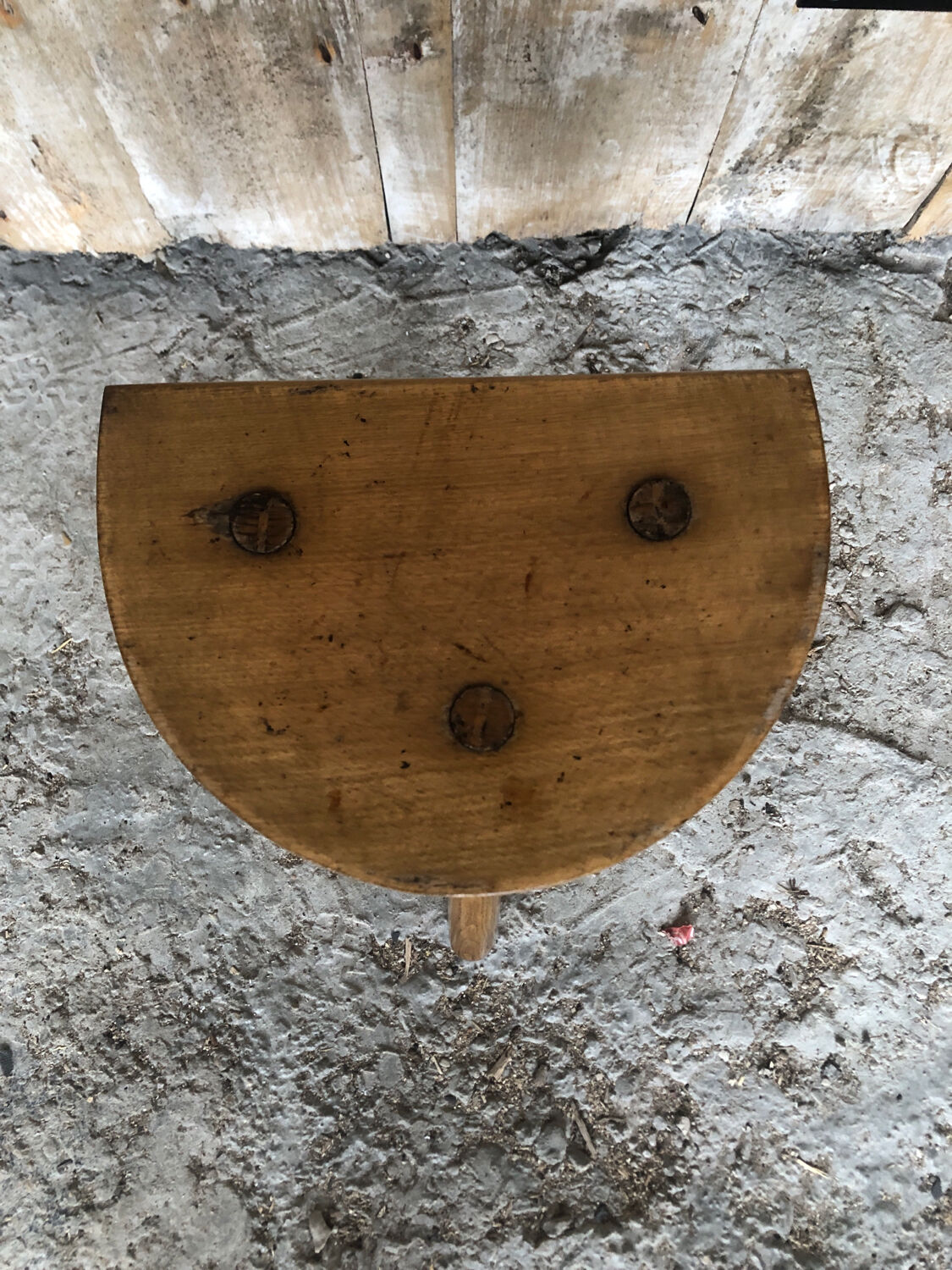 Vintage light wood milking stool