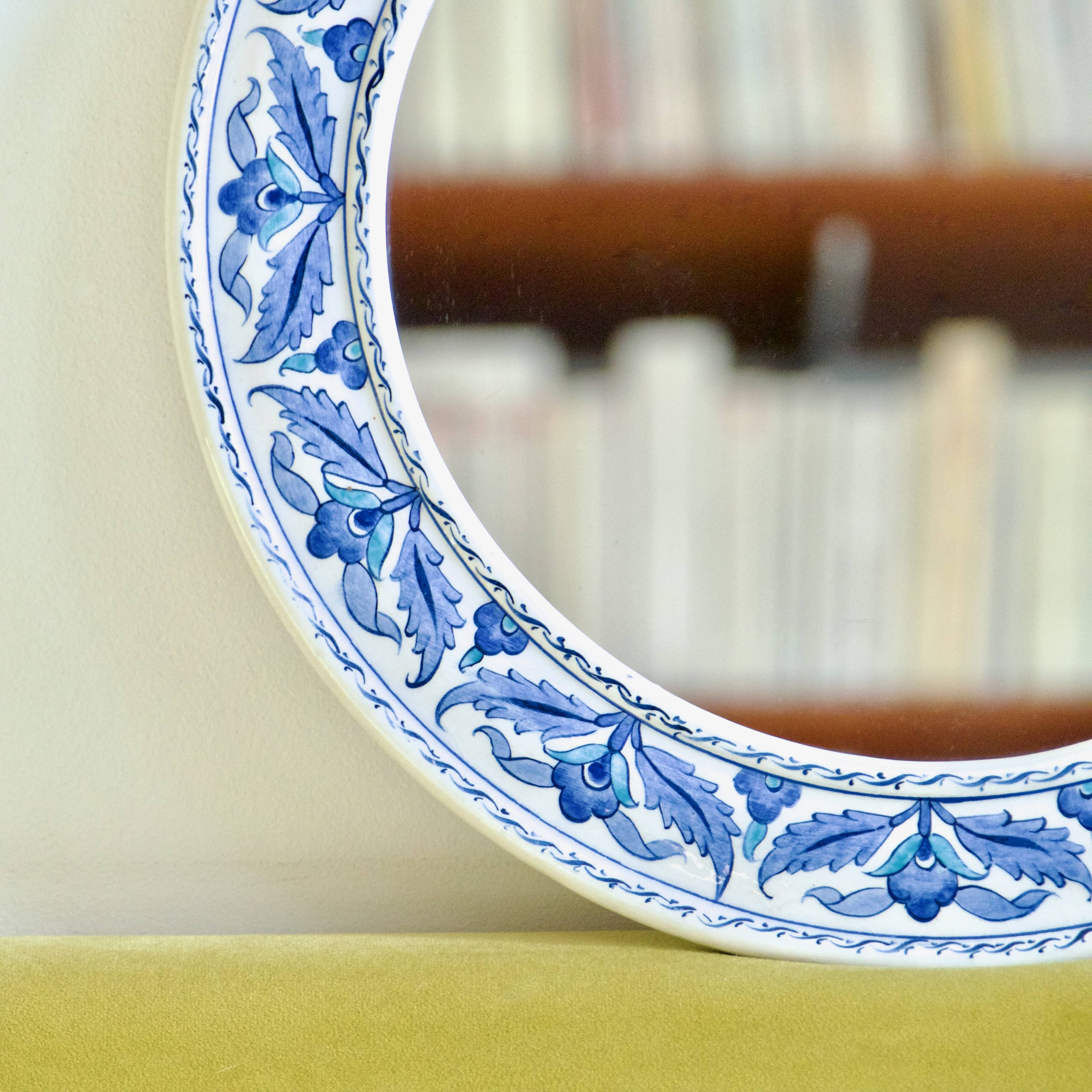 Hand painted ceramic round mirror