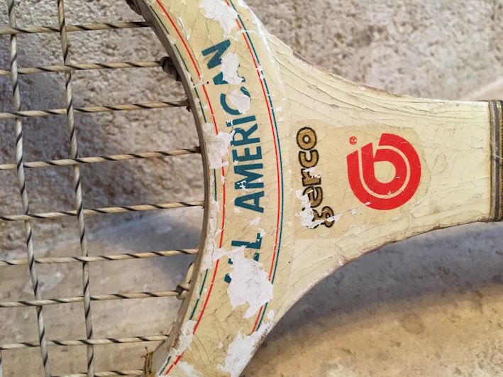 Old wooden tennis racket