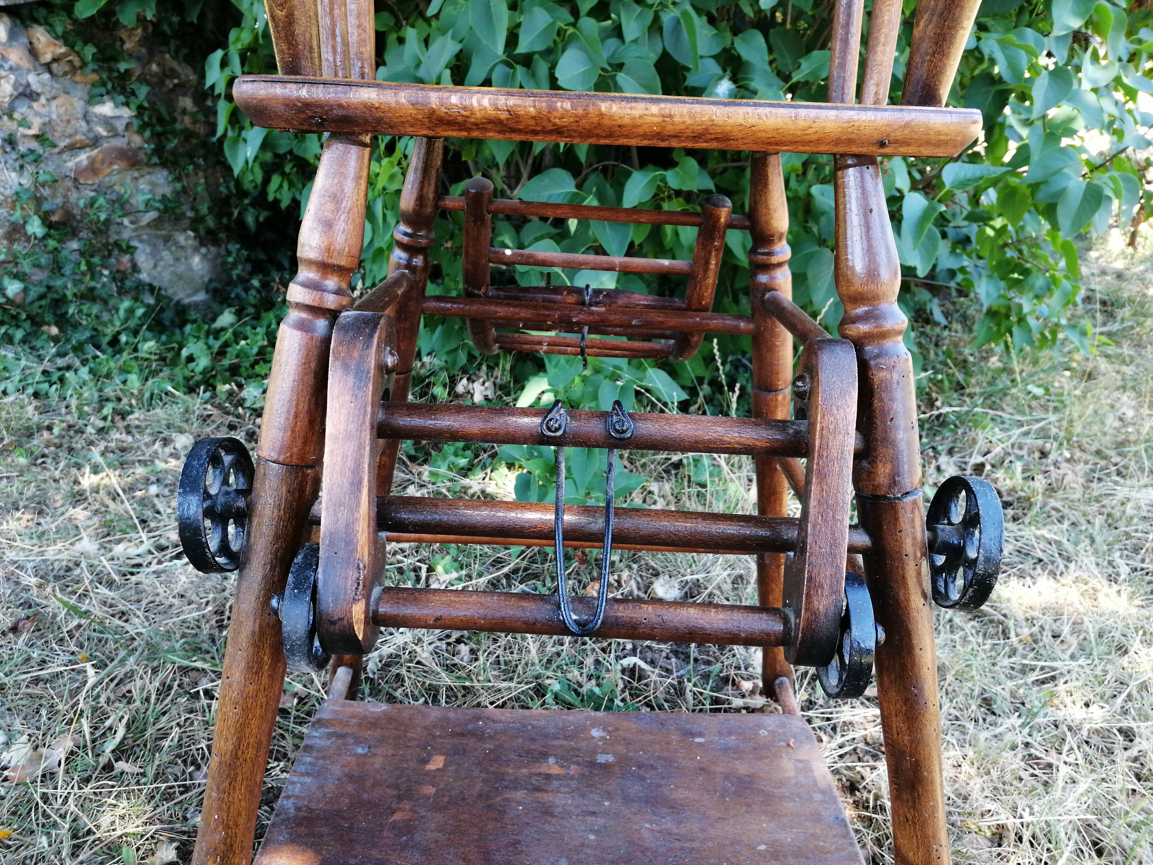 Antique folding high chair